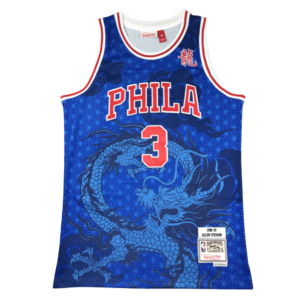Баскетбольная джерси Allen Iverson Philadelphia 76ers Mitchell & Ness Hardwood Classics Asian Blue
